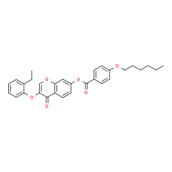 ChemSpider 2D Image | 3-(2-Ethylphenoxy)-4-oxo-4H-chromen-7-yl 4-(hexyloxy)benzoate | C30H30O6