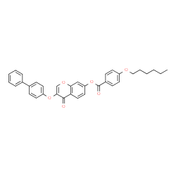 ChemSpider 2D Image | 3-(4-Biphenylyloxy)-4-oxo-4H-chromen-7-yl 4-(hexyloxy)benzoate | C34H30O6