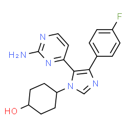 ChemSpider 2D Image | 4-[5-(2-Amino-4-pyrimidinyl)-4-(4-fluorophenyl)-1H-imidazol-1-yl]cyclohexanol | C19H20FN5O