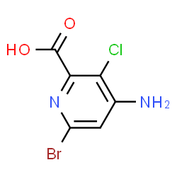 ChemSpider 2D Image | 4-Amino-6-bromo-3-chloro-2-pyridinecarboxylic acid | C6H4BrClN2O2
