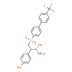 ChemSpider 2D Image | N-Hydroxy-N-[1-(4-hydroxyphenyl)-2-{[4'-(trifluoromethyl)-4-biphenylyl]sulfonyl}ethyl]formamide | C22H18F3NO5S