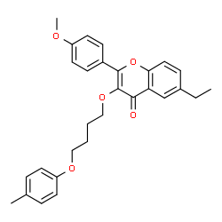ChemSpider 2D Image | 6-Ethyl-2-(4-methoxyphenyl)-3-[4-(4-methylphenoxy)butoxy]-4H-chromen-4-one | C29H30O5