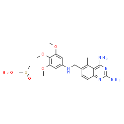 ChemSpider 2D Image | 5-Methyl-6-{[(3,4,5-trimethoxyphenyl)amino]methyl}-2,4-quinazolinediamine - (methylsulfinyl)methane hydrate (1:1:1) | C21H31N5O5S