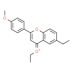 ChemSpider 2D Image | (E)-Ethyl[6-ethyl-2-(4-methoxyphenyl)-4H-chromen-4-ylidene]oxonium | C20H21O3