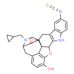 ChemSpider 2D Image | 7-(cyclopropylmethyl)-11-isothiocyanato-5,6,7,8,14,14b-hexahydro-4,8-methano[1]benzofuro[2,3-a]pyrido[4,3-b]carbazole-1,8a(9H)-diol | C27H25N3O3S