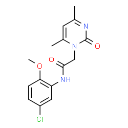 ChemSpider 2D Image | N-(5-Chloro-2-methoxyphenyl)-2-(4,6-dimethyl-2-oxo-1(2H)-pyrimidinyl)acetamide | C15H16ClN3O3