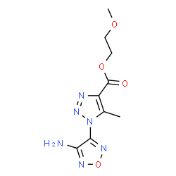 ChemSpider 2D Image | 2-Methoxyethyl 1-(4-amino-1,2,5-oxadiazol-3-yl)-5-methyl-1H-1,2,3-triazole-4-carboxylate | C9H12N6O4