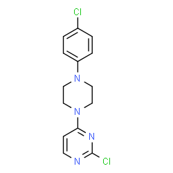 ChemSpider 2D Image | 2-Chloro-4-[4-(4-chlorophenyl)-1-piperazinyl]pyrimidine | C14H14Cl2N4