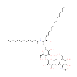 ChemSpider 2D Image | N-[(2S,3R,4E)-1-{[2-Acetamido-2-deoxy-beta-D-galactopyranosyl-(1->4)-beta-D-galactopyranosyl-(1->4)-beta-D-glucopyranosyl]oxy}-3-hydroxy-4-octadecen-2-yl]dodecanamide | C50H92N2O18