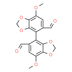 ChemSpider 2D Image | 7,7'-Dimethoxy-4,4'-bi-1,3-benzodioxole-5,5'-dicarbaldehyde | C18H14O8
