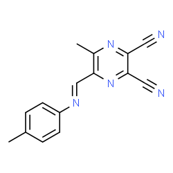 ChemSpider 2D Image | 5-Methyl-6-{(E)-[(4-methylphenyl)imino]methyl}-2,3-pyrazinedicarbonitrile | C15H11N5