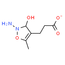 ChemSpider 2D Image | 3-(2-Amino-3-hydroxy-5-methyl-2,3-dihydro-1,2-oxazol-4-yl)propanoate | C7H11N2O4