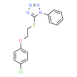 ChemSpider 2D Image | 5-{[2-(4-Chlorophenoxy)ethyl]sulfanyl}-1-phenyl-1H-tetrazole | C15H13ClN4OS