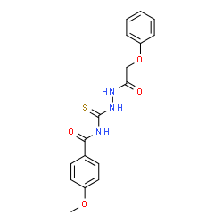 ChemSpider 2D Image | 4-Methoxy-N-{[2-(phenoxyacetyl)hydrazino]carbothioyl}benzamide | C17H17N3O4S