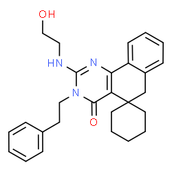 ChemSpider 2D Image | 2-[(2-Hydroxyethyl)amino]-3-(2-phenylethyl)-3H-spiro[benzo[h]quinazoline-5,1'-cyclohexan]-4(6H)-one | C27H31N3O2