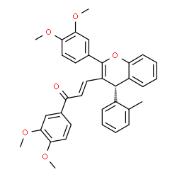 ChemSpider 2D Image | (2E)-1-(3,4-Dimethoxyphenyl)-3-[(4S)-2-(3,4-dimethoxyphenyl)-4-(2-methylphenyl)-4H-chromen-3-yl]-2-propen-1-one | C35H32O6