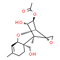 ChemSpider 2D Image | (3beta,4alpha)-4,15-Dihydroxy-12,13-epoxytrichothec-9-en-3-yl acetate | C17H24O6