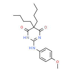 ChemSpider 2D Image | 5,5-dibutyl-2-[(4-methoxyphenyl)imino]-1,3-diazinane-4,6-dione | C19H27N3O3