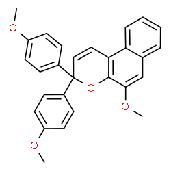 ChemSpider 2D Image | 5-Methoxy-3,3-bis(4-methoxyphenyl)-3H-benzo[f]chromene | C28H24O4