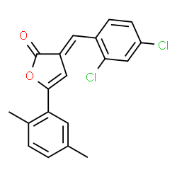 ChemSpider 2D Image | 3-(2,4-Dichloro-benzylidene)-5-(2,5-dimethyl-phenyl)-3H-furan-2-one | C19H14Cl2O2
