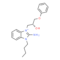 ChemSpider 2D Image | 2-Amino-1-butyl-3-[(2R)-2-hydroxy-3-phenoxypropyl]-1H-benzimidazol-3-ium | C20H26N3O2
