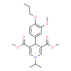 ChemSpider 2D Image | Dimethyl 1-isopropyl-4-(3-methoxy-4-propoxyphenyl)-1,4-dihydro-3,5-pyridinedicarboxylate | C22H29NO6