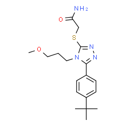 ChemSpider 2D Image | 2-({4-(3-Methoxypropyl)-5-[4-(2-methyl-2-propanyl)phenyl]-4H-1,2,4-triazol-3-yl}sulfanyl)acetamide | C18H26N4O2S