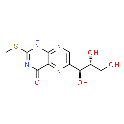 ChemSpider 2D Image | 2-(Methylsulfanyl)-6-[(1S,2R)-1,2,3-trihydroxypropyl]-4(1H)-pteridinone | C10H12N4O4S