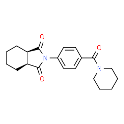 ChemSpider 2D Image | (3aR,7aS)-2-[4-(1-Piperidinylcarbonyl)phenyl]hexahydro-1H-isoindole-1,3(2H)-dione | C20H24N2O3
