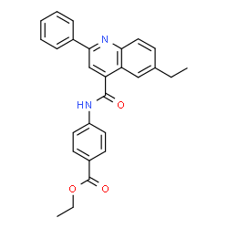 ChemSpider 2D Image | Ethyl 4-{[(6-ethyl-2-phenyl-4-quinolinyl)carbonyl]amino}benzoate | C27H24N2O3