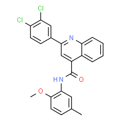 ChemSpider 2D Image | 2-(3,4-Dichlorophenyl)-N-(2-methoxy-5-methylphenyl)-4-quinolinecarboxamide | C24H18Cl2N2O2
