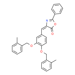 ChemSpider 2D Image | (4E)-4-{3,4-Bis[(2-methylbenzyl)oxy]benzylidene}-2-phenyl-1,3-oxazol-5(4H)-one | C32H27NO4