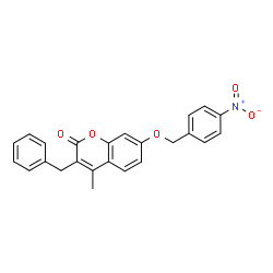ChemSpider 2D Image | 3-Benzyl-4-methyl-7-[(4-nitrobenzyl)oxy]-2H-chromen-2-one | C24H19NO5