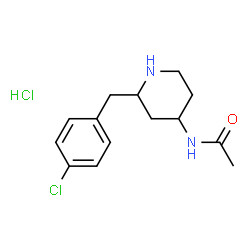 ChemSpider 2D Image | N-[2-(4-Chlorobenzyl)-4-piperidinyl]acetamide hydrochloride (1:1) | C14H20Cl2N2O