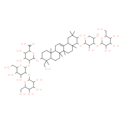 ChemSpider 2D Image | 22-[(3-O-Hexopyranosylpentopyranosyl)oxy]-21,23-dihydroxyolean-12-en-3-yl hexopyranosyl-(1->2)hexopyranosyl-(1->2)hexopyranosiduronic acid | C59H96O29
