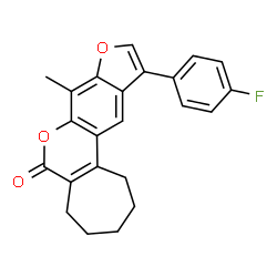 ChemSpider 2D Image | 11-(4-Fluorophenyl)-8-methyl-2,3,4,5-tetrahydrocyclohepta[c]furo[3,2-g]chromen-6(1H)-one | C23H19FO3