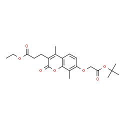 ChemSpider 2D Image | Ethyl 3-(4,8-dimethyl-7-{2-[(2-methyl-2-propanyl)oxy]-2-oxoethoxy}-2-oxo-2H-chromen-3-yl)propanoate | C22H28O7