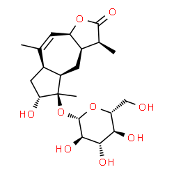 ChemSpider 2D Image | (3S,3aR,4aR,5R,6R,7aR,9aS)-6-Hydroxy-3,5,8-trimethyl-2-oxo-2,3,3a,4,4a,5,6,7,7a,9a-decahydroazuleno[6,5-b]furan-5-yl beta-D-glucopyranoside | C21H32O9
