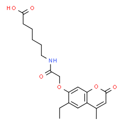 ChemSpider 2D Image | 6-({[(6-Ethyl-4-methyl-2-oxo-2H-chromen-7-yl)oxy]acetyl}amino)hexanoic acid | C20H25NO6