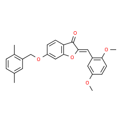 ChemSpider 2D Image | (2Z)-2-(2,5-Dimethoxybenzylidene)-6-[(2,5-dimethylbenzyl)oxy]-1-benzofuran-3(2H)-one | C26H24O5