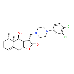 ChemSpider 2D Image | (3R,3aS,4S,4aR,5S,9aR)-3-{[4-(3,4-Dichlorophenyl)-1-piperazinyl]methyl}-4-hydroxy-4a,5-dimethyl-3a,4,4a,5,6,7,9,9a-octahydronaphtho[2,3-b]furan-2(3H)-one | C25H32Cl2N2O3