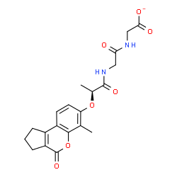 ChemSpider 2D Image | [(N-{(2S)-2-[(6-Methyl-4-oxo-1,2,3,4-tetrahydrocyclopenta[c]chromen-7-yl)oxy]propanoyl}glycyl)amino]acetate | C20H21N2O7