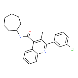 ChemSpider 2D Image | 2-(3-Chlorophenyl)-N-cycloheptyl-3-methyl-4-quinolinecarboxamide | C24H25ClN2O