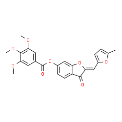 ChemSpider 2D Image | (2Z)-2-[(5-Methyl-2-furyl)methylene]-3-oxo-2,3-dihydro-1-benzofuran-6-yl 3,4,5-trimethoxybenzoate | C24H20O8