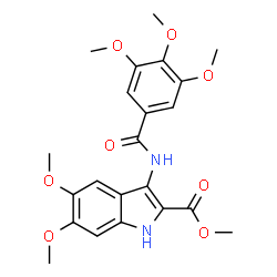 ChemSpider 2D Image | Methyl 5,6-dimethoxy-3-[(3,4,5-trimethoxybenzoyl)amino]-1H-indole-2-carboxylate | C22H24N2O8