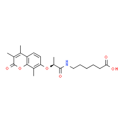 ChemSpider 2D Image | 6-({(2S)-2-[(3,4,8-Trimethyl-2-oxo-2H-chromen-7-yl)oxy]propanoyl}amino)hexanoic acid | C21H27NO6
