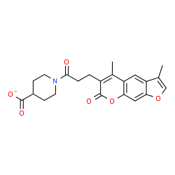 ChemSpider 2D Image | 1-[3-(3,5-Dimethyl-7-oxo-7H-furo[3,2-g]chromen-6-yl)propanoyl]-4-piperidinecarboxylate | C22H22NO6