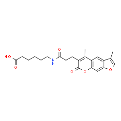 ChemSpider 2D Image | 6-{[3-(3,5-Dimethyl-7-oxo-7H-furo[3,2-g]chromen-6-yl)propanoyl]amino}hexanoic acid | C22H25NO6