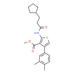 ChemSpider 2D Image | Methyl 2-[(3-cyclopentylpropanoyl)amino]-4-(3,4-dimethylphenyl)-3-thiophenecarboxylate | C22H27NO3S