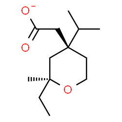 ChemSpider 2D Image | [(2S,4R)-2-Ethyl-4-isopropyl-2-methyltetrahydro-2H-pyran-4-yl]acetate | C13H23O3